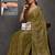 green floral print chiffon ready to wear saree | pre draped party wear saree