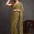 green floral print chiffon ready to wear saree | pre draped party wear saree