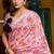 pink floral print silk blend ready to wear saree with pocket | pre draped party wear saree