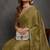 green floral print chiffon ready to wear saree | pre draped party wear saree