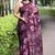 wine floral print chiffon ready to wear saree | pre draped party wear saree