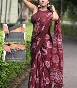 floral print chiffon ready to wear saree | pre draped party wear saree