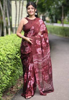 floral print chiffon ready to wear saree | pre draped party wear saree 3