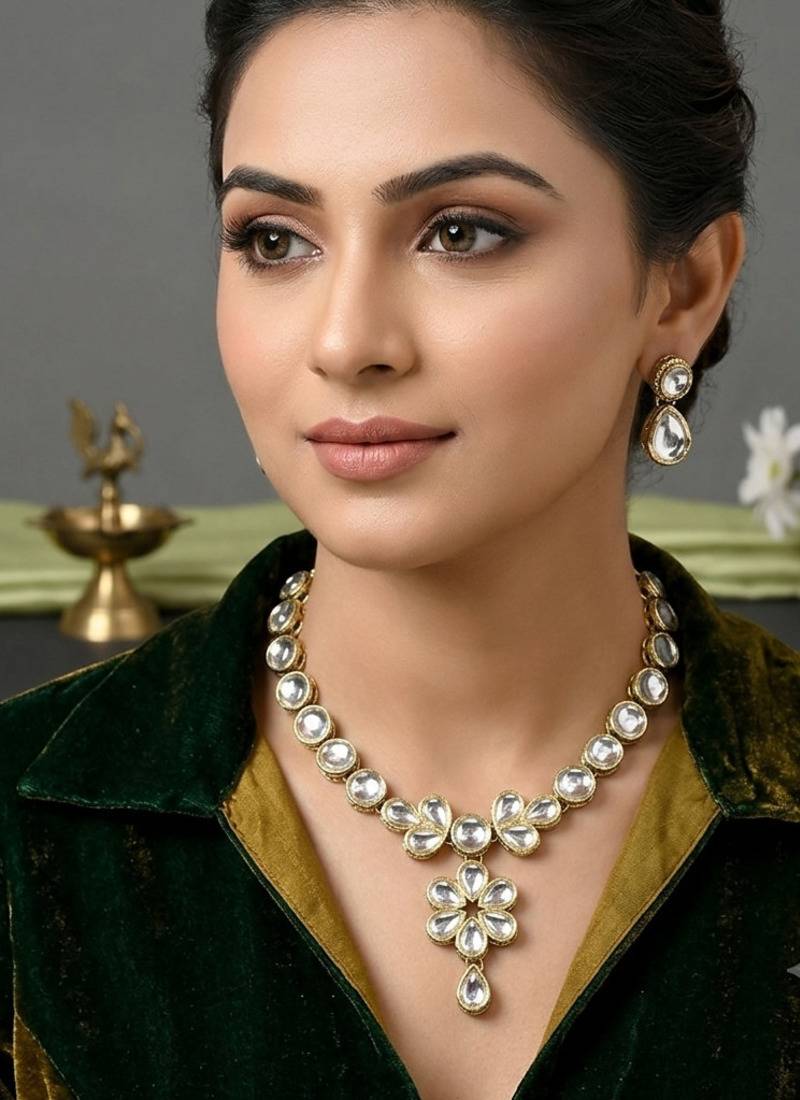 Kundan and alloy jewellery set for women