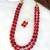 Dhivara latest two layer oval shap red pearl necklace set