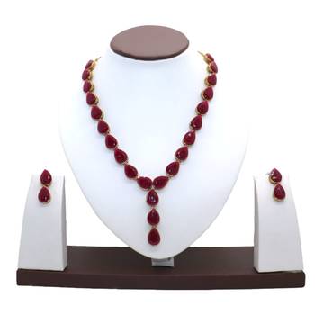 Maroon metal copper jewellery set for women | necklace and earings 1