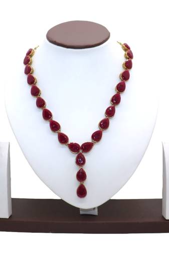 Maroon metal copper jewellery set for women | necklace and earings