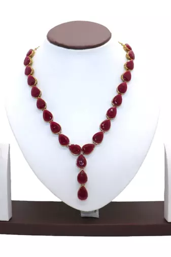 Maroon metal copper jewellery set for women | necklace and earings