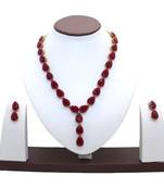 Maroon metal copper jewellery set for women | necklace and earings