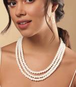 WHITE COLOR three layer pearl necklace set