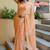orange floral print chiffon ready to wear saree | pre draped party wear saree