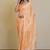 orange floral print chiffon ready to wear saree | pre draped party wear saree