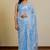 blue floral print chiffon ready to wear saree | pre draped party wear saree