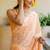 orange floral print chiffon ready to wear saree | pre draped party wear saree