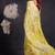 yellow floral print chiffon ready to wear saree | pre draped party wear saree