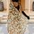 cream leaf print satin georgette ready to wear saree | pre draped party wear saree