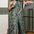 blue floral print chiffon ready to wear saree | pre draped party wear saree