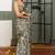 green floral print chiffon ready to wear saree | pre draped party wear saree