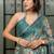 blue floral print chiffon ready to wear saree | pre draped party wear saree