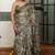 green floral print chiffon ready to wear saree | pre draped party wear saree