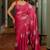 pink floral block print chiffon ready to wear saree | pre draped party wear saree