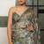 green floral print chiffon ready to wear saree | pre draped party wear saree