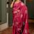 pink floral block print chiffon ready to wear saree | pre draped party wear saree