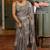 grey floral block print chiffon ready to wear saree | pre draped party wear saree