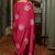 pink floral block print chiffon ready to wear saree | pre draped party wear saree