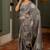 grey floral block print chiffon ready to wear saree | pre draped party wear saree