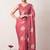 pink floral block print chiffon ready to wear saree | pre draped party wear saree