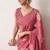 pink floral block print chiffon ready to wear saree | pre draped party wear saree