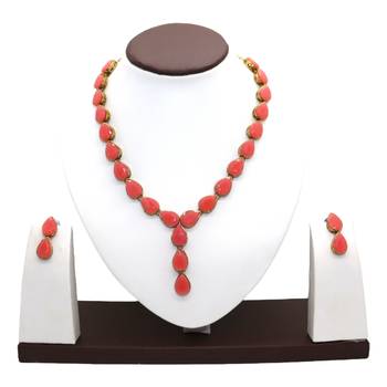 Pink metal copper jewellery set for women 1