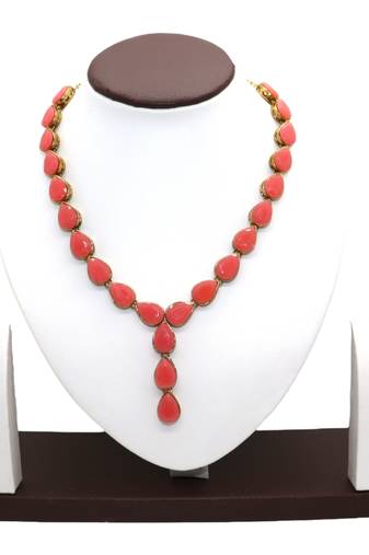Pink metal copper jewellery set for women