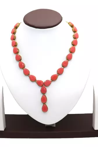 Pink metal copper jewellery set for women