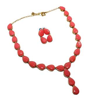 Pink metal copper jewellery set for women 2