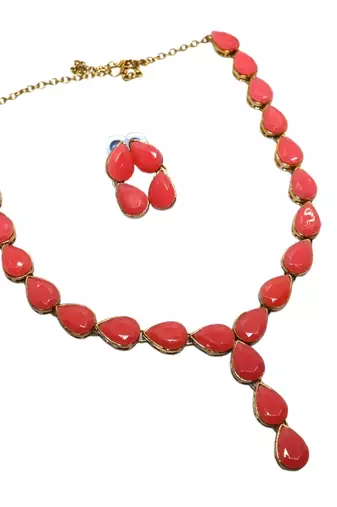 Pink metal copper jewellery set for women