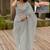 grey pastel print net ready to wear saree | pre draped party wear saree