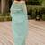 turquoise pastel print net ready to wear saree | pre draped party wear saree
