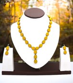 Yellow metal copper yellow jewellery set for women