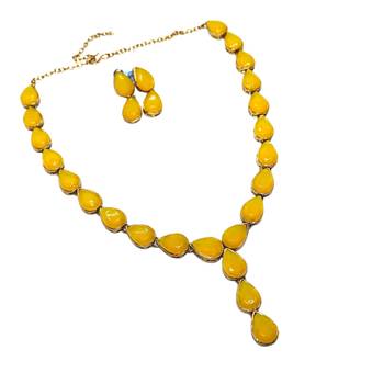 Yellow metal copper yellow jewellery set for women 2
