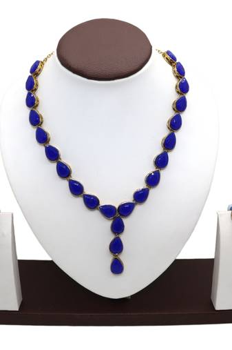 Blue metal copper jewellery set for women