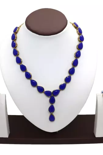 Blue metal copper jewellery set for women