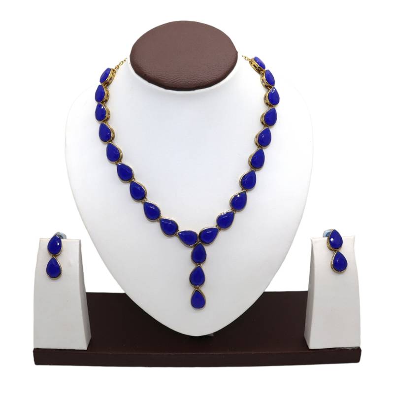 Blue metal copper jewellery set for women