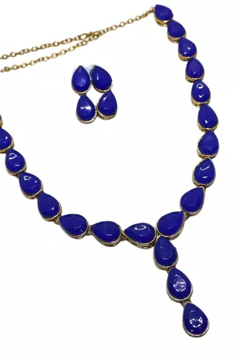 Blue metal copper jewellery set for women