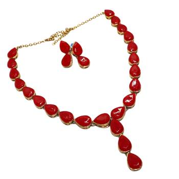 Red metal copper jewellery set for women 2