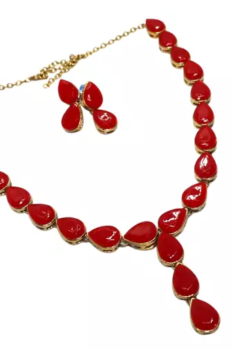 Red metal copper jewellery set for women