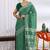 green  block print chiffon ready to wear saree | pre draped party wear saree
