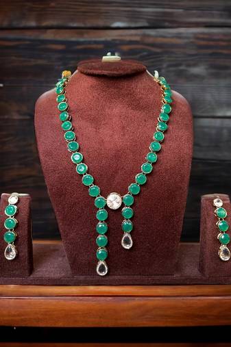 Green alloy copper jewellery set for women