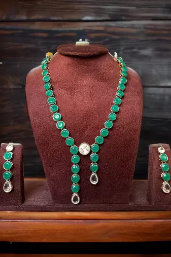Green alloy copper jewellery set for women